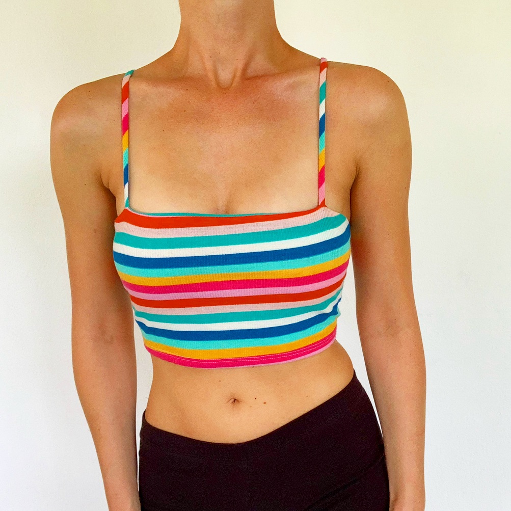Forever 21 Rainbow Spaghetti Strap Crop Top Size Small